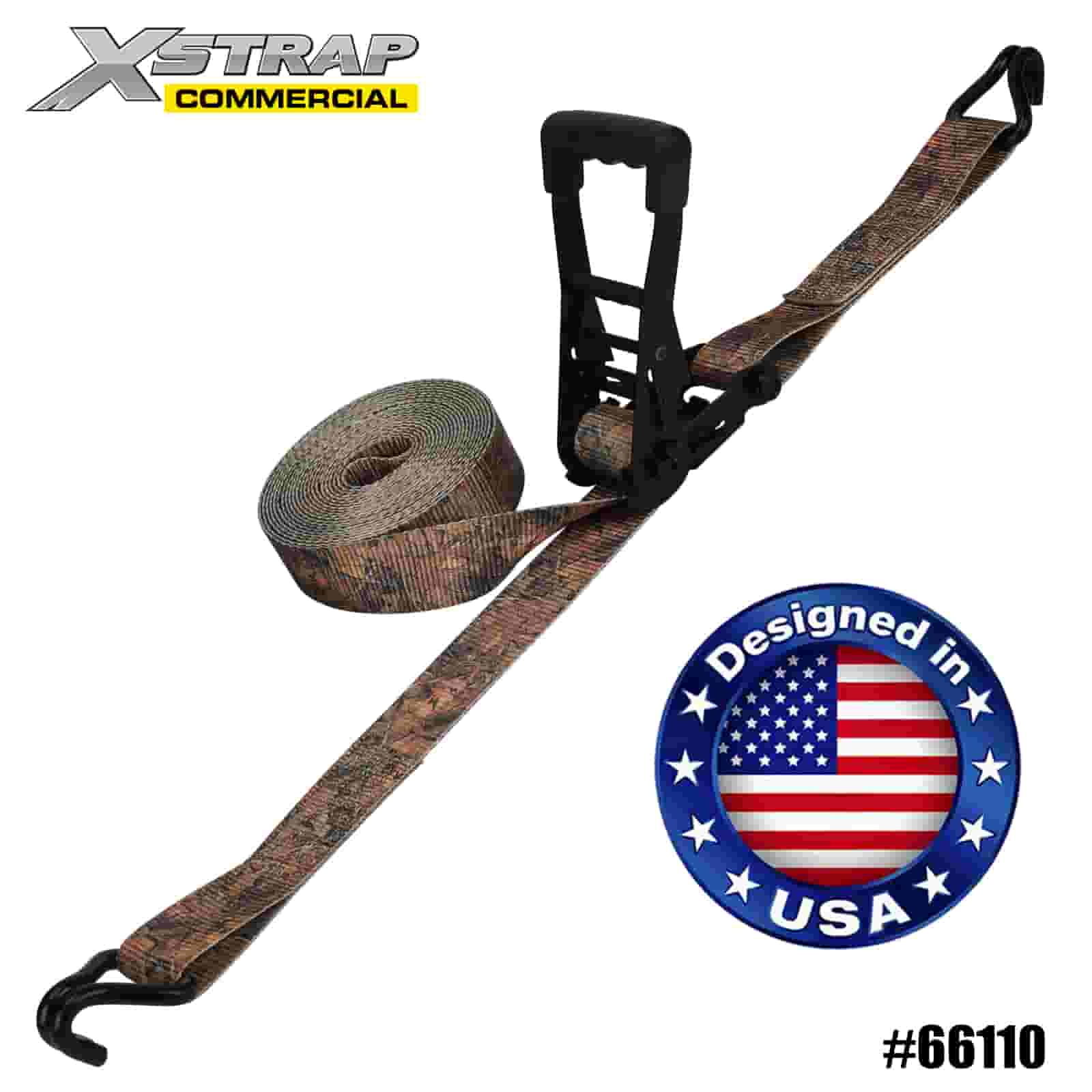 Xstrap 66110 2” x 27’ CAMO Dây buộc bánh cóc có móc J đôi 3333lb SWL