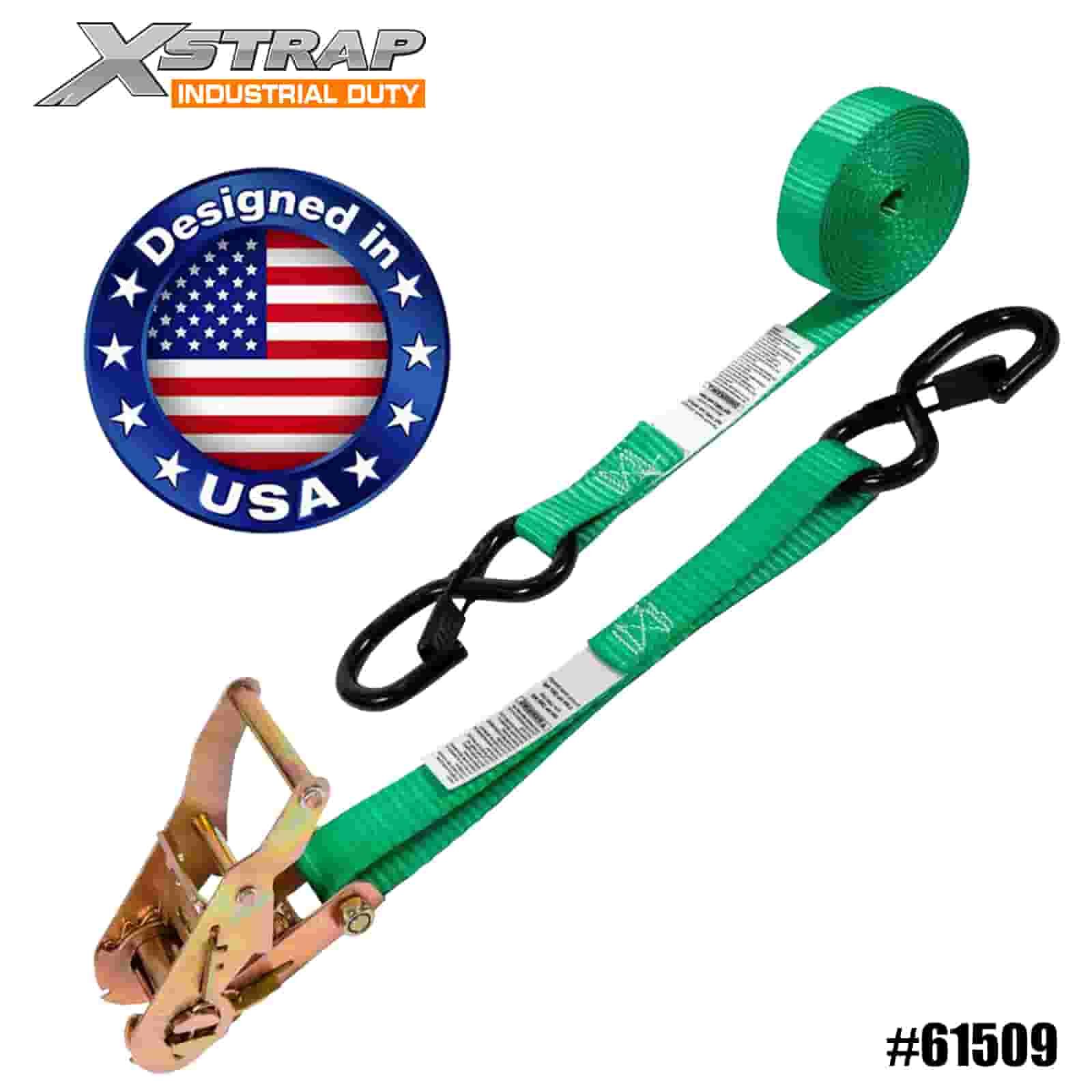 Xstrap 61509 1” x 15’ 4PK Dây đeo bánh cóc có móc chữ S an toàn 400lb SWL