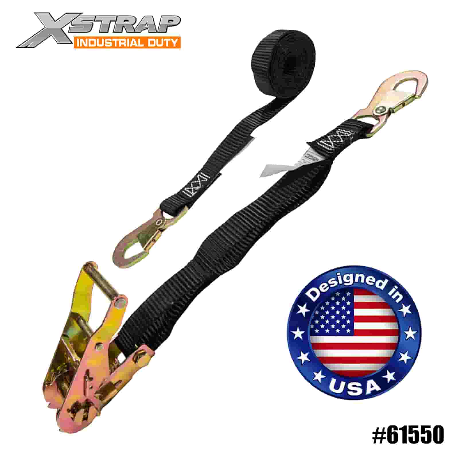 Xstrap 61550 1” x 15’ Dây đeo bánh cóc ATV & AUV có móc khóa phẳng 1000lb SWL